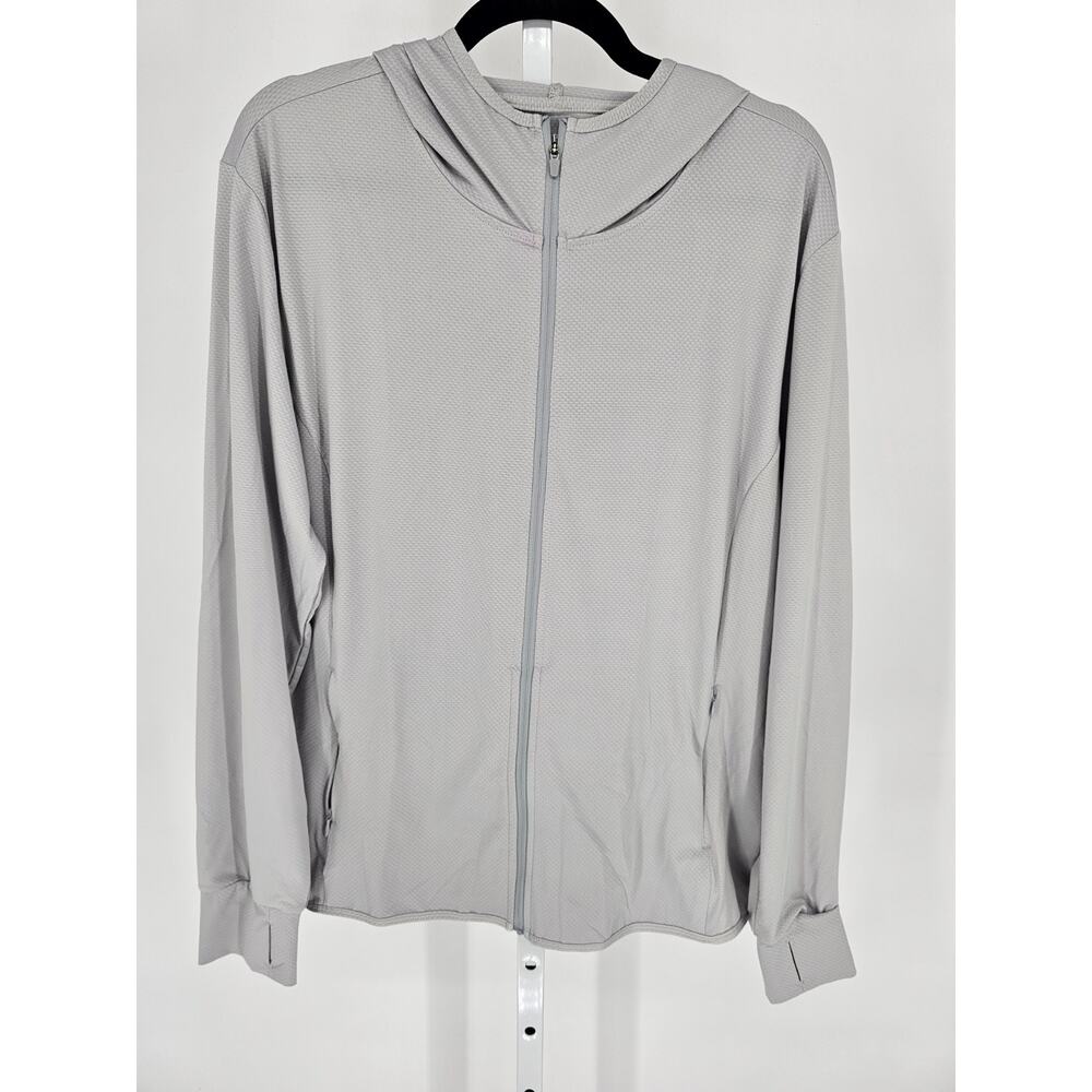 Libin Mens Sz XL Full Zip Lightweight Athletic Hoodie w/ Thumbholes Gray